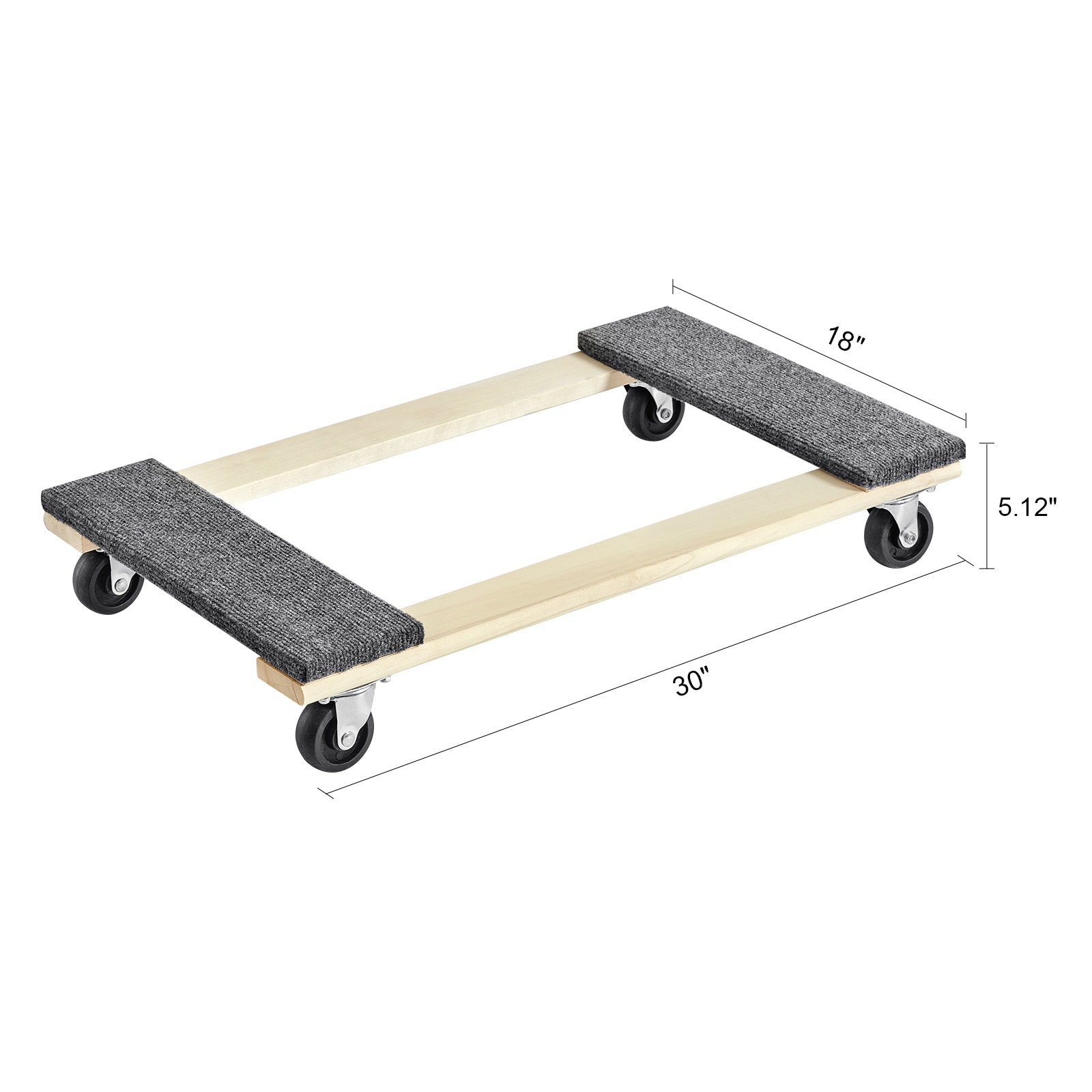 Furniture Dolly, 1000 Lbs Load Capacity, 18" X 30", 4 X 3" PP Swivel Casters, Heavy Duty Hardwood Furniture Moving Dolly, Mover's Dolly, Moving Cart With Wheels For Heavy Furniture Home Cleaning_maomaolike.com
